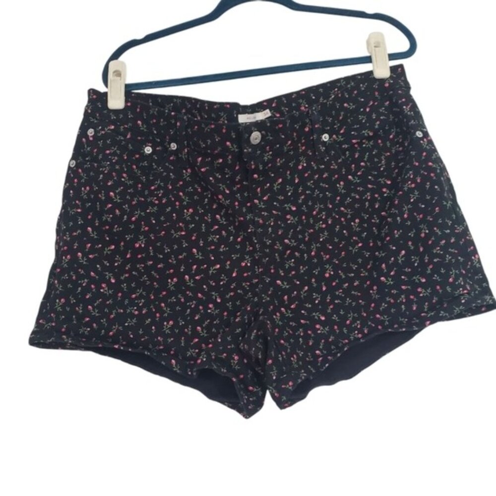 Levi's Womens Mid Length Black Shorts Size 34 Floral Bloomcore‎ Summer Festival